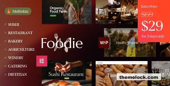 Foodie v1.9 全面评测：一款面向美食美酒爱好者的多功能 Elementor WordPress 主题