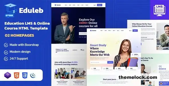 Eduleb教育HTML模板全面评测及功能、性能和自定义选项深度分析，适用于现代教育网站