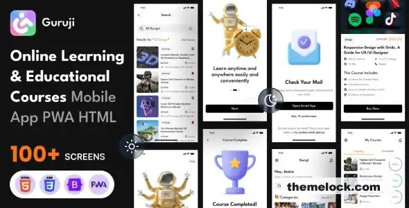 Guruji在线学习​​和教育移动应用PWA HTML模板全面评测及功能分析