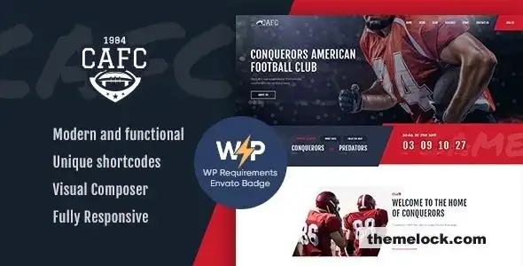 Conquerors v1.2.13 美国橄榄球 NFL WordPress 主题性能特性及体育网站自定义选项全面评测