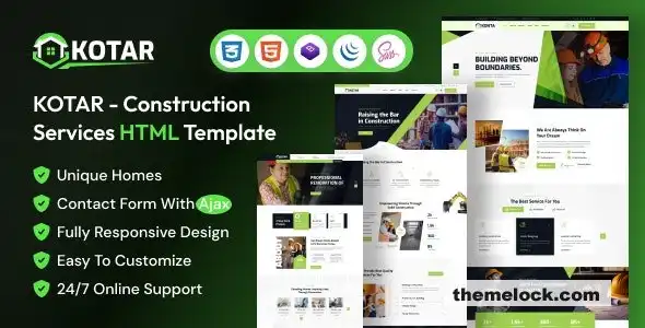 Kotar建筑公司HTML模板评测：面向现代建筑企业的功能、性能和设计的全面分析