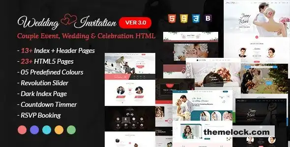 婚礼活动 HTML 模板全面评测：优雅的邀请函和庆典设计特色