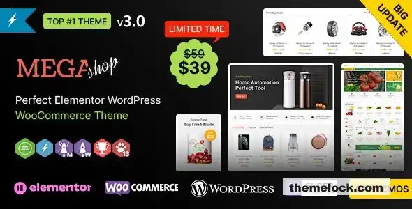 Mega Shop WP v3.0.1 多用途 Elementor WooCommerce 主题深度评测及性能分析