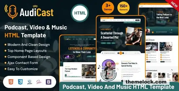 Audicast：面向内容创作者的播客视频和音乐HTML模板全面评测