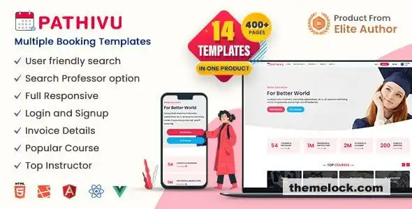 Pathivu v1.4.3 多用途预订管理模板：HTML、Laravel、Vue、Angular 和 React 集成的全面评测和功能分析