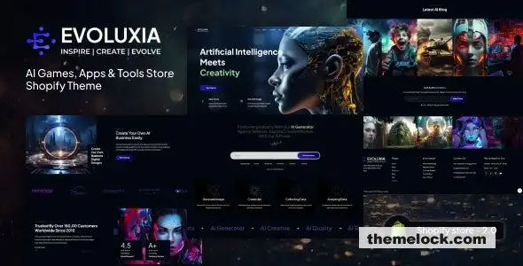 Evoluxia v1.0 AI 游戏应用和工具商店 Shopify 主题评测：功能、性能和自定义选项的全面分析