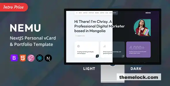 Nemu NextJS个人vCard作品集模板深度评测及性能分析