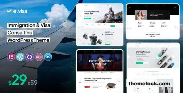 对 Evisa v1.0.0 的全面评测：一款现代化的移民和签证咨询 WordPress 主题，旨在提供流畅的用户体验和高效的服务管理。