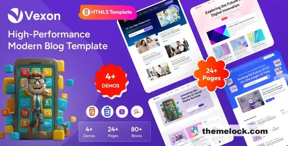 Vexon博客杂志HTML模板全面评测：面向内容创作者的现代化解决方案