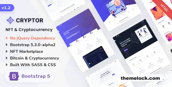 Cryptor v1.2.0 NFT 市场和加密货币 Bootstrap 5 着陆页模板全面评测