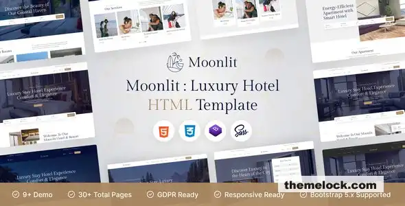对 Moonlit 的全面评估：一款用于无缝在线预订和精美网页设计的现代 HTML 酒店模板