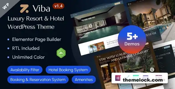 Viba v1.4 豪华度假酒店 Elementor WordPress 主题功能、性能和用户体验全面评测