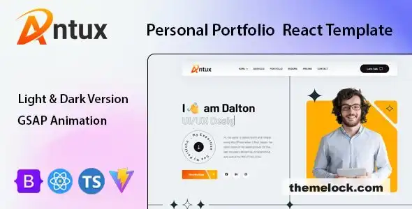 Antux 全面评测：一款面向创意专业人士的现代个人作品集 React 模板
