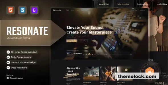 对 Resonate Music Studio Production HTML 模板功能、设计和性能分析的全面评测