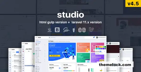 Studio v4.5 HTML Laravel 11 x Bootstrap 5 管理后台模板全面评测及性能分析